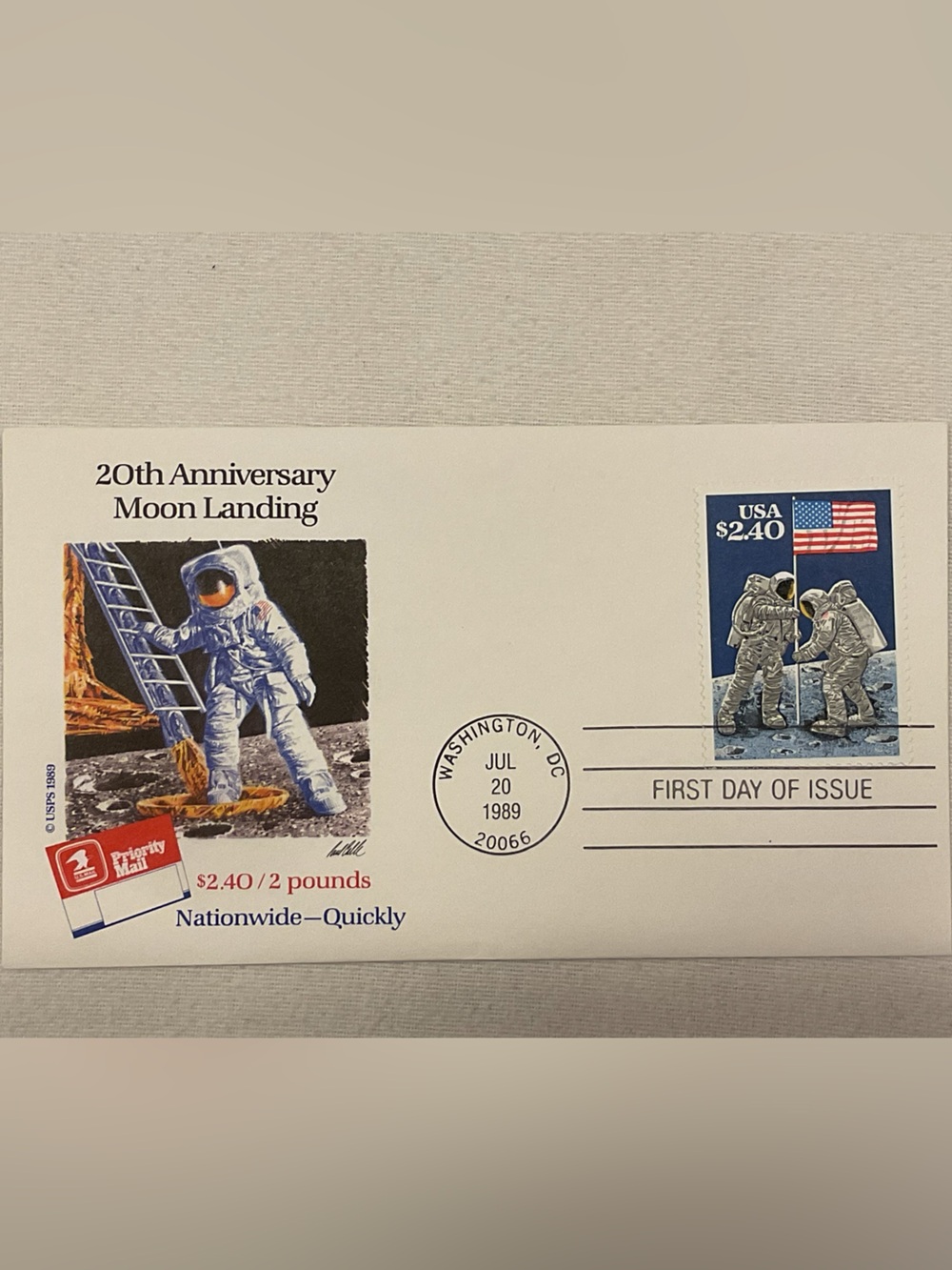 Commemorative Moon Landing First Day Cover - White